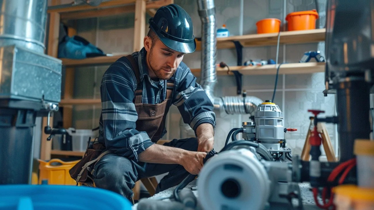 Technician performing pump system assessment